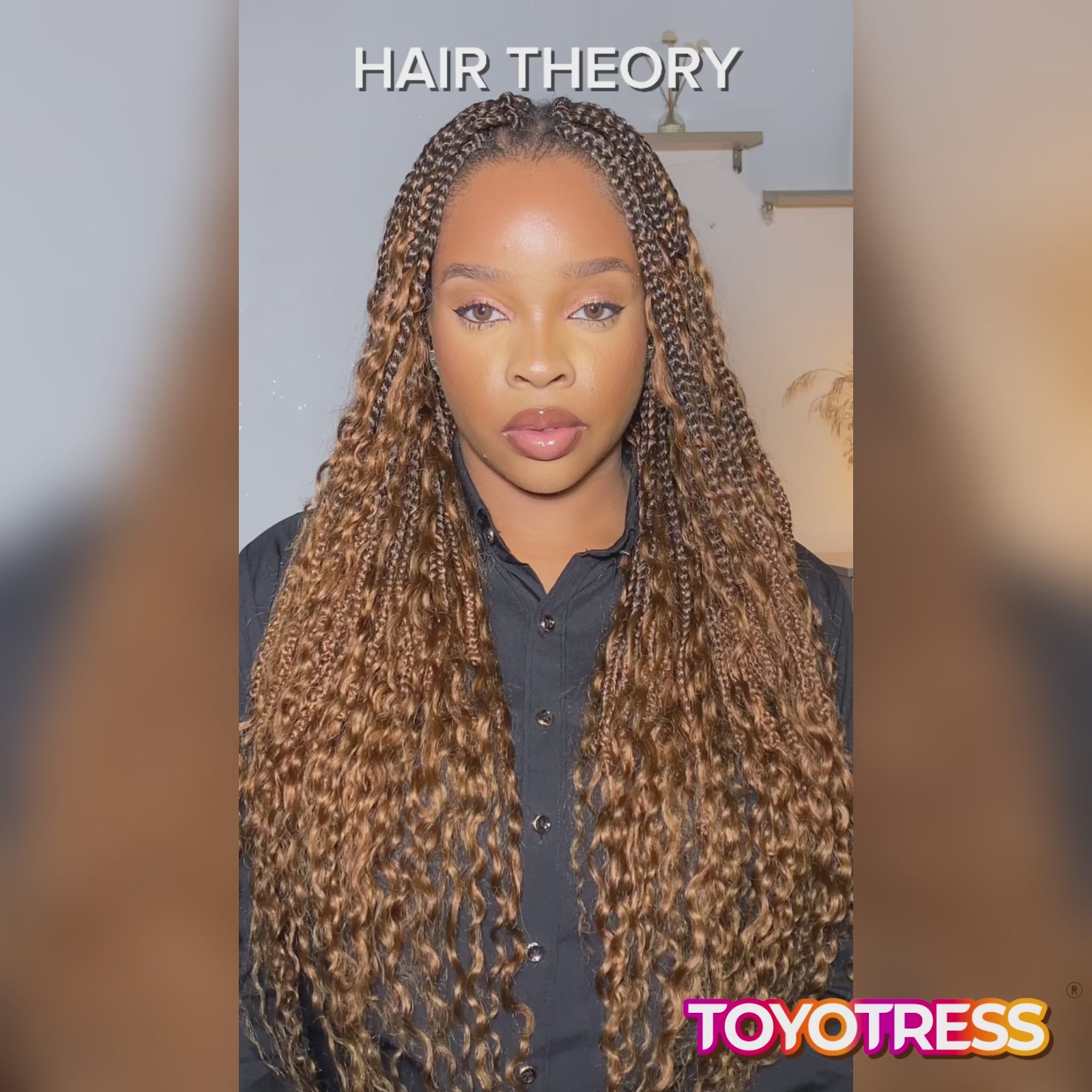 1 Pack HBraids丨Toyotress® Crochet Boho Box Braids with Human Hair Curls, Women's Pre-looped Goddess Braiding Hair